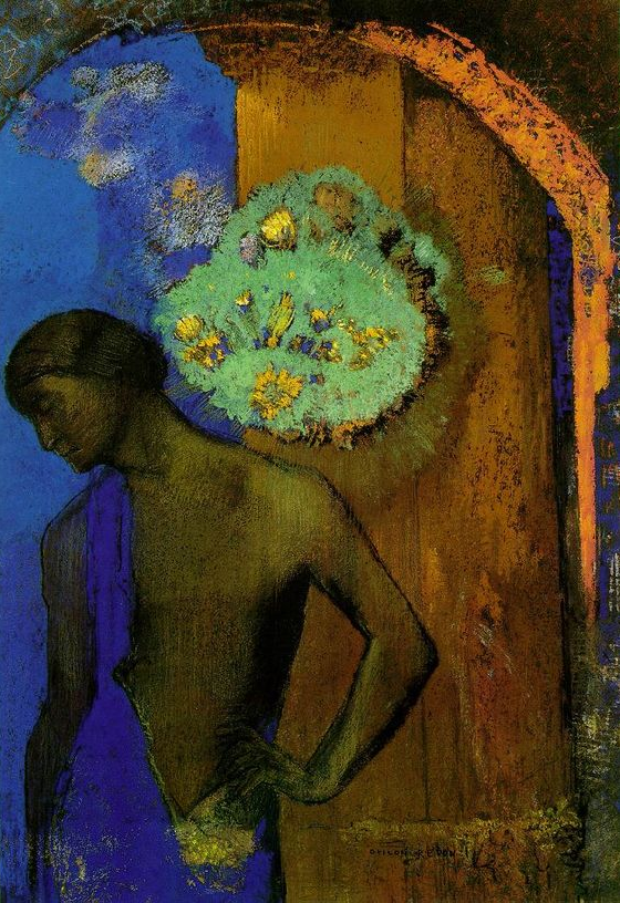 Odilon Redon - Saint-Jean Baptiste dit aussi la tunique bleue. 1892. Pastel